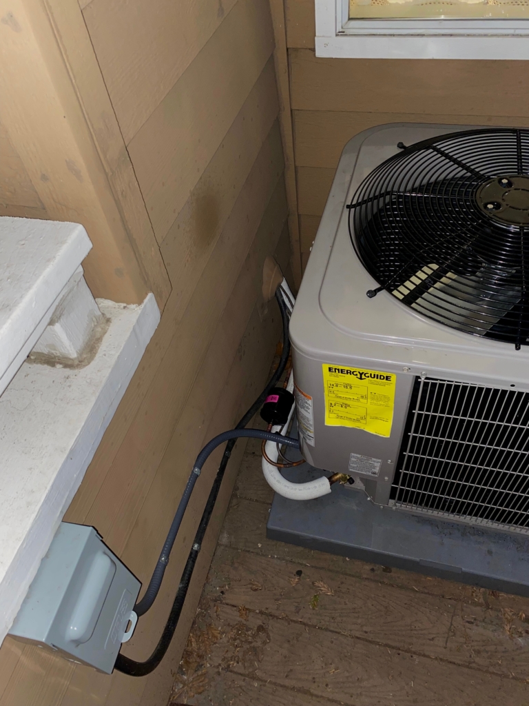 Our technician did the following:

1. New Bryant heat pump 214DNA036P00 installation

2. New FirstCo fan coil 36HX5 installation

3. New filter dryer installation

4. New disconnect box installation

5. New plastic pad under condenser unit installation

6. New supply and return plenum adaptor installation

7. Drain line adaptor installation

8. Freon r410A charging according to factory recommendations