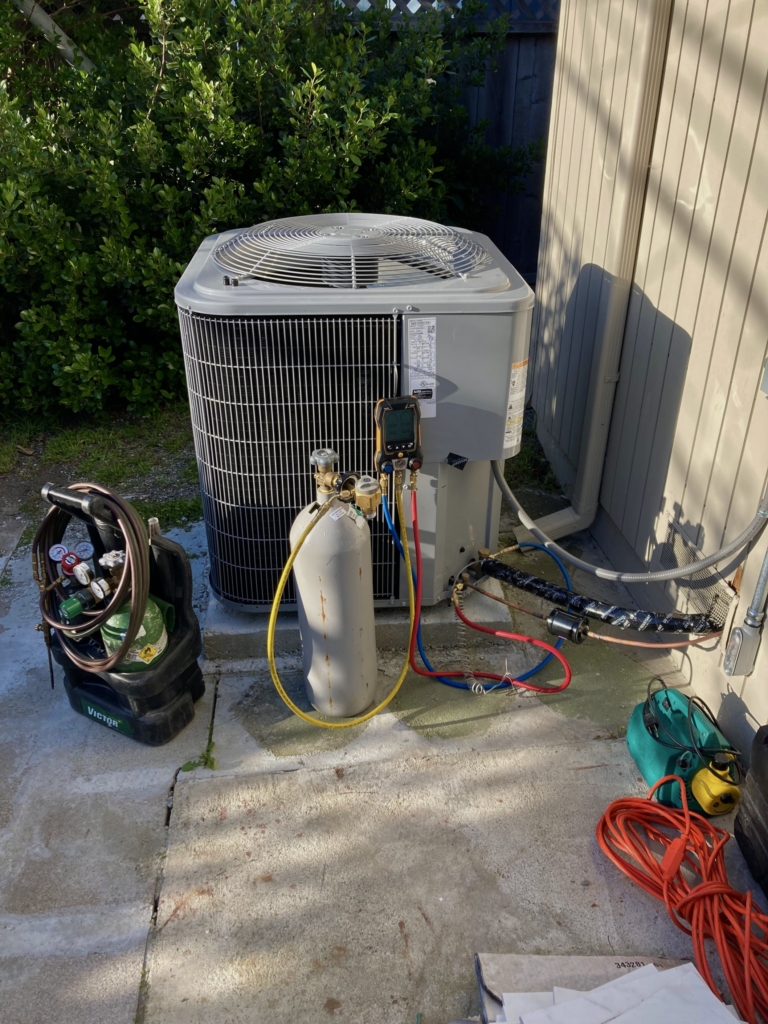 The installation process for an air conditioning unit can vary depending on the type and size of the unit and the specifics of your installation location. However, there are some general steps that are typically involved in the process: Assess the space: before installation, our technician assess the space where the AC unit will be installed. It includes considering factors such as the size of the space, the number of windows, and the level of insulation to determine the appropriate size and type of unit. Choose the AC unit: based on the assessment, the technician recommends the appropriate size and type of AC unit for your space.  Prepare the installation site: the technician prepares the installation site by clearing the area and ensuring that it is level and stable.  Install the ductwork: if your AC unit requires ductwork, the technician will install it. This may involve cutting holes in walls or ceilings to run the ducts. Install the AC unit: the technician then installs the AC unit itself. This involves connecting the unit to the ductwork and securing it in place. Install electrical wiring: the AC unit require electrical wiring, which needs to be installed by a licensed electrician.  Install the thermostat: if your AC unit comes with a thermostat, the technician  installs it and program it to your desired settings. Test the system: once the installation is complete, the technician tests the AC unit to ensure that it is functioning properly.  The installation process can take several hours to complete, depending on the complexity of the installation and the size of the unit. 
